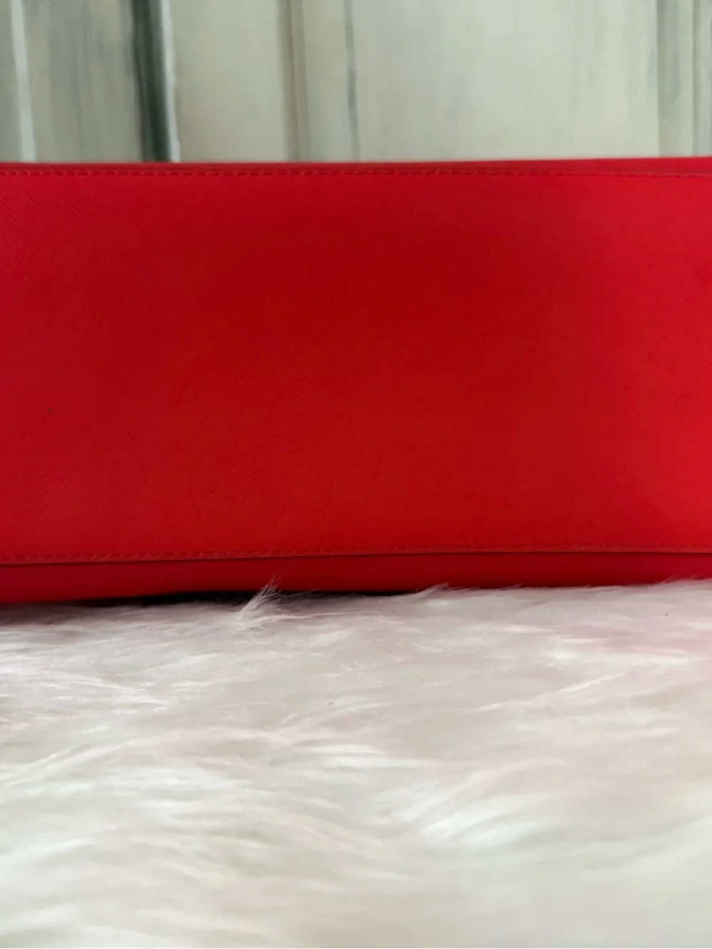 Michael Kors Red Saffiano Leather Satchel with Gold Hardware